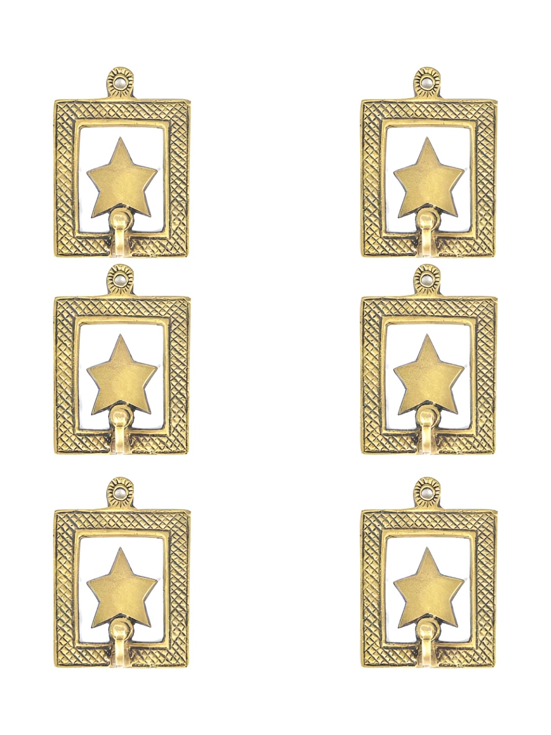 

IndianShelf Gold-Toned 6 Pieces Brass Star Wall Mounted Hooks