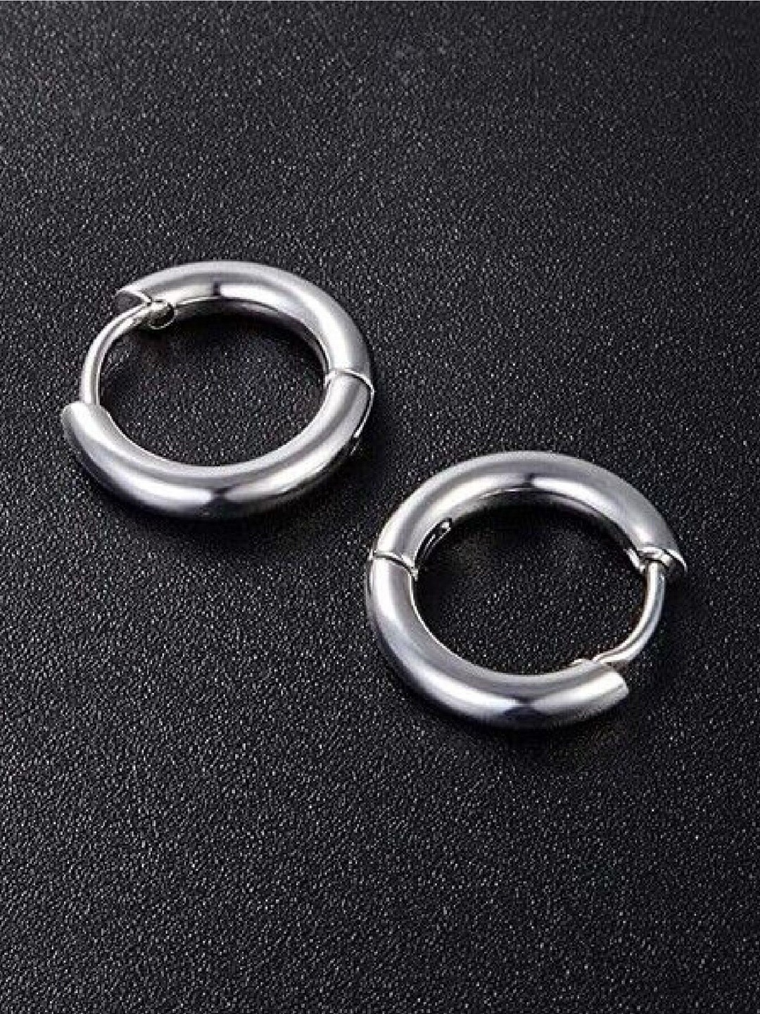 

RUHI COLLECTION Unisex Stainless Steel Circular Hoop Earrings, Silver