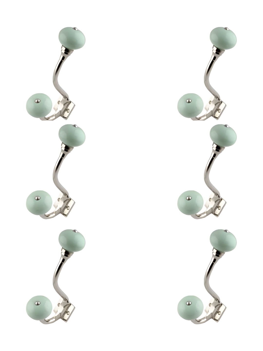 

IndianShelf Green and Silvertoned 6 Piece Ceramic Wall Hooks