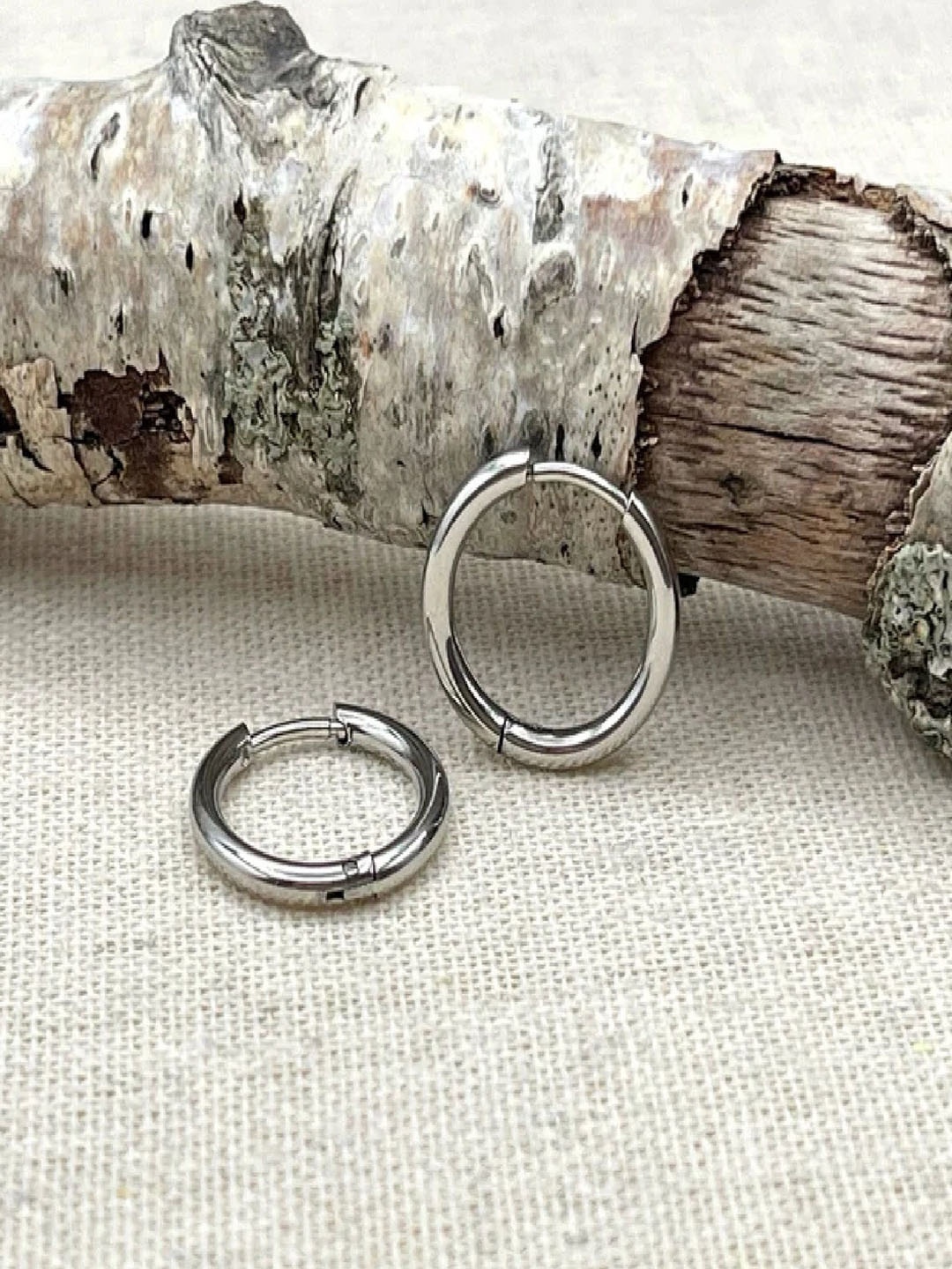 

RUHI COLLECTION Unisex Stainless Steel Circular Hoop Earrings, Silver