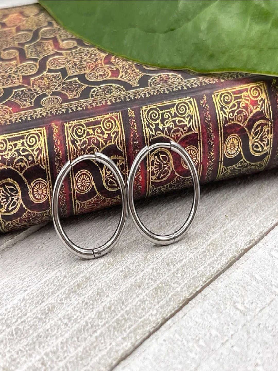 

RUHI COLLECTION Men Stainless Steel Circular Hoop Earrings, Silver