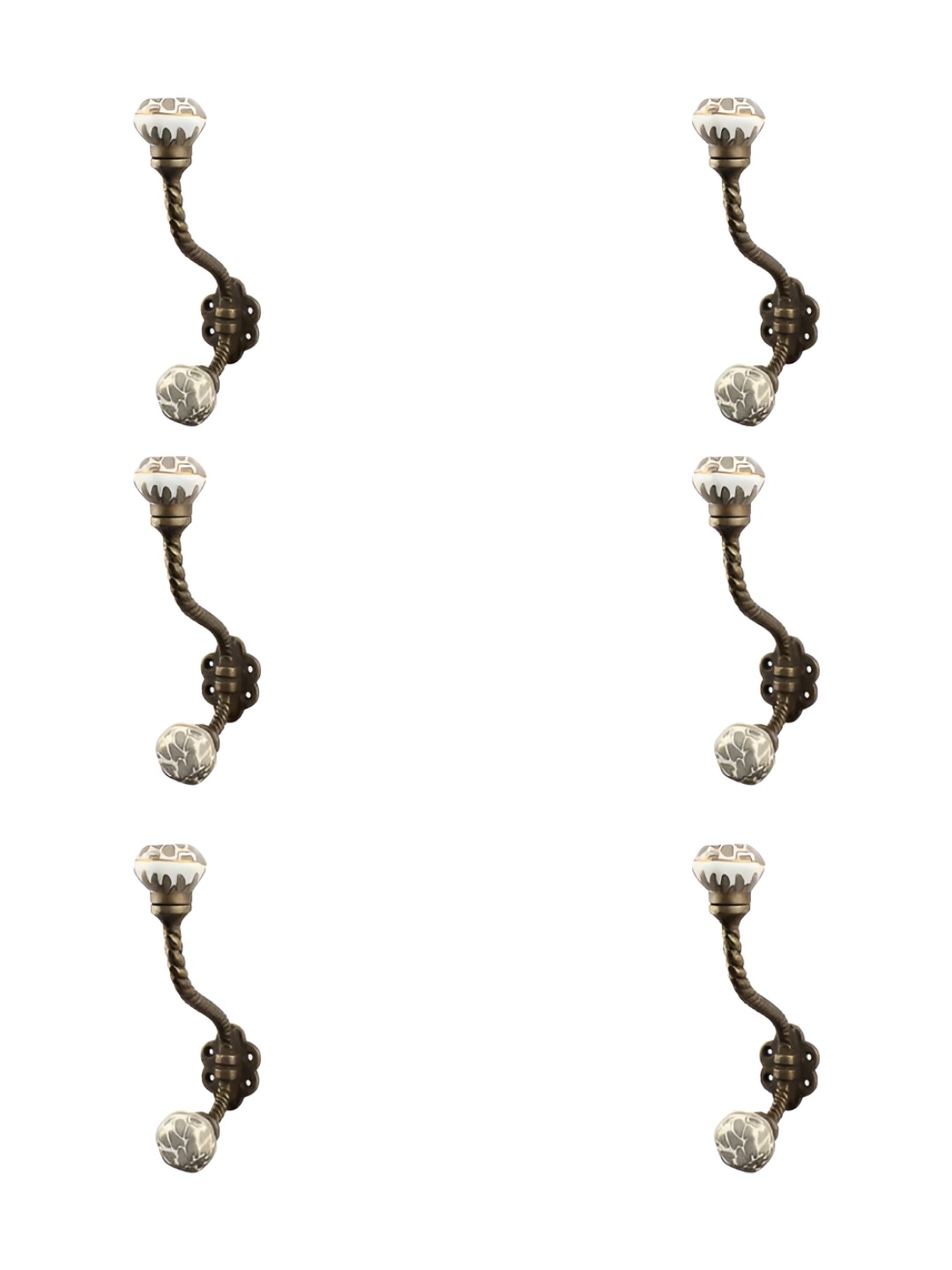 

IndianShelf Grey & Brown 6 Pieces Ceramic Robe Coat Hooks