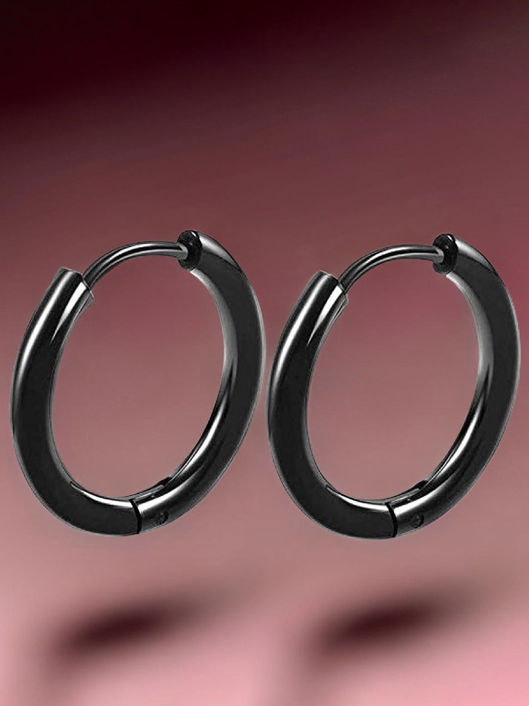 

RUHI COLLECTION Unisex Stainless Steel Circular Hoop Earrings, Black