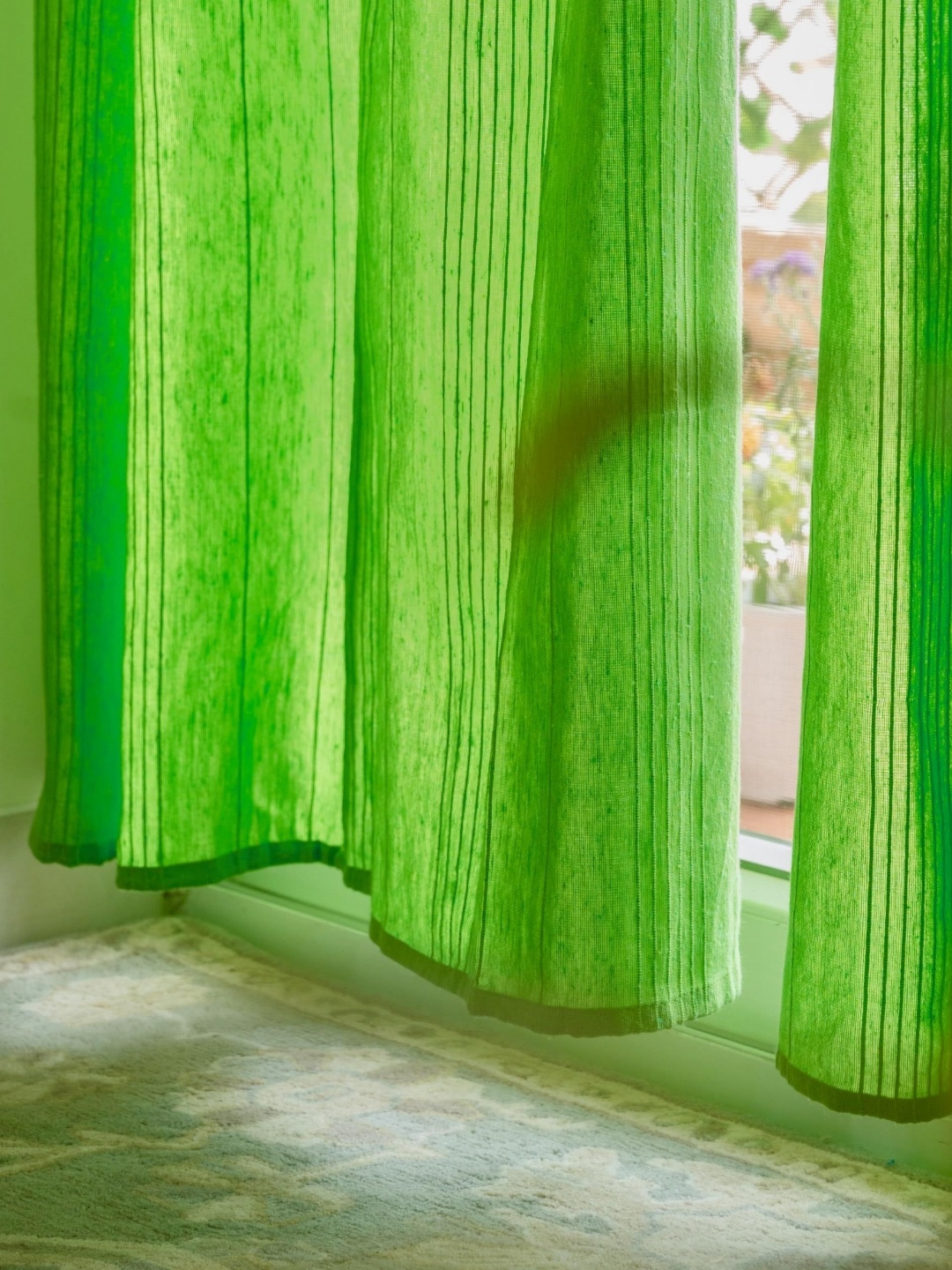 

RANGBHAR Green 2 Pieces Pure Cotton Sheer Long Door Curtain