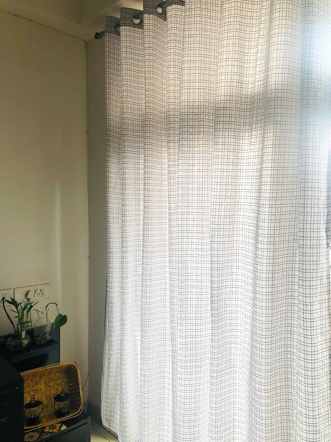 

RANGBHAR White 2 Pieces Pure Cotton Sheer Door Curtains