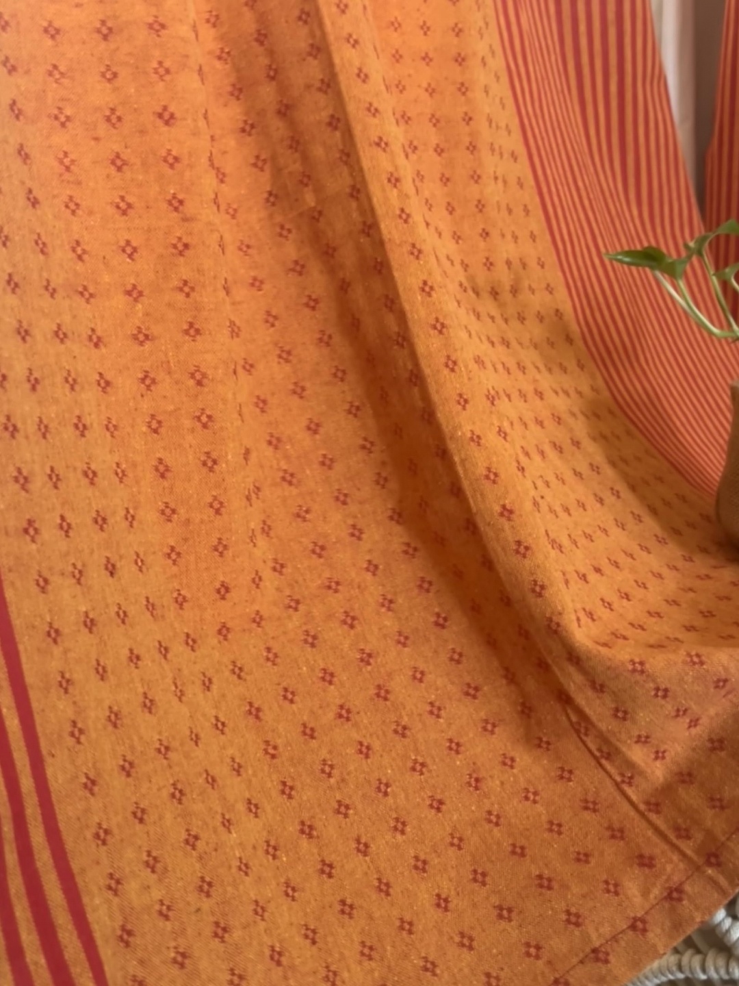 

RANGBHAR Red & Orange 2 Pieces Ethnic Motifs Pure Cotton Sheer Long Door Curtains