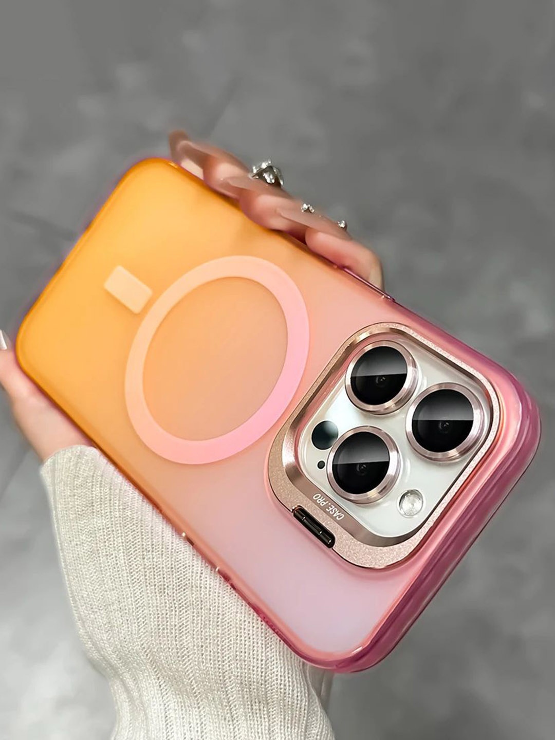 

Luxury Kase Solid iPhone 16 Pro Back Case, Rose gold