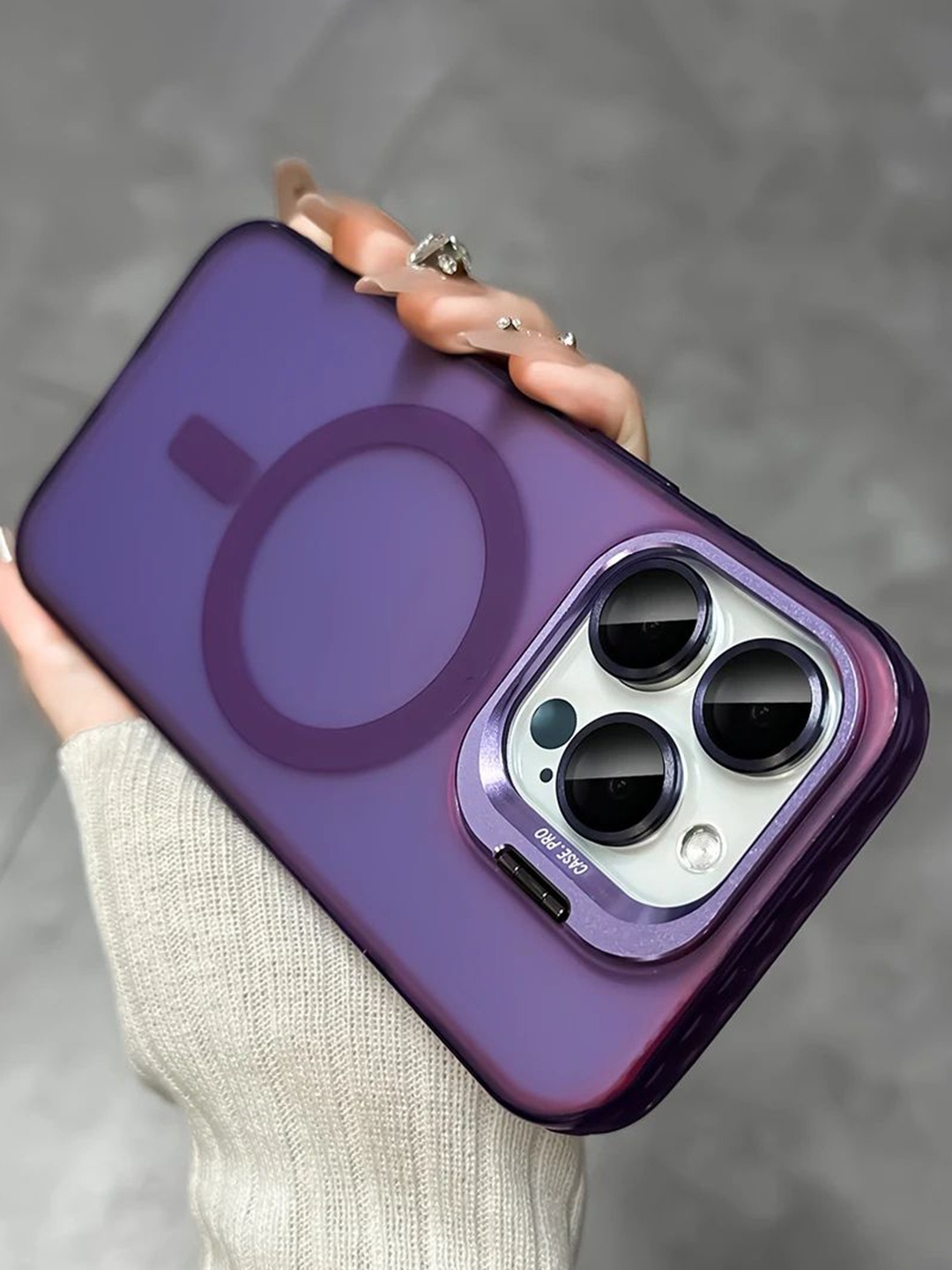 

Luxury Kase Solid iPhone 16 Pro Max Back Case, Purple