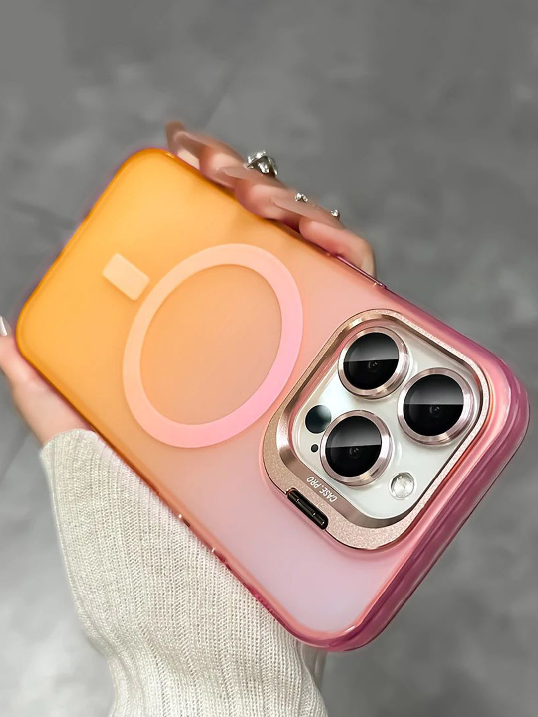 

Luxury Kase Solid iPhone 15 Pro Back Case, Rose gold