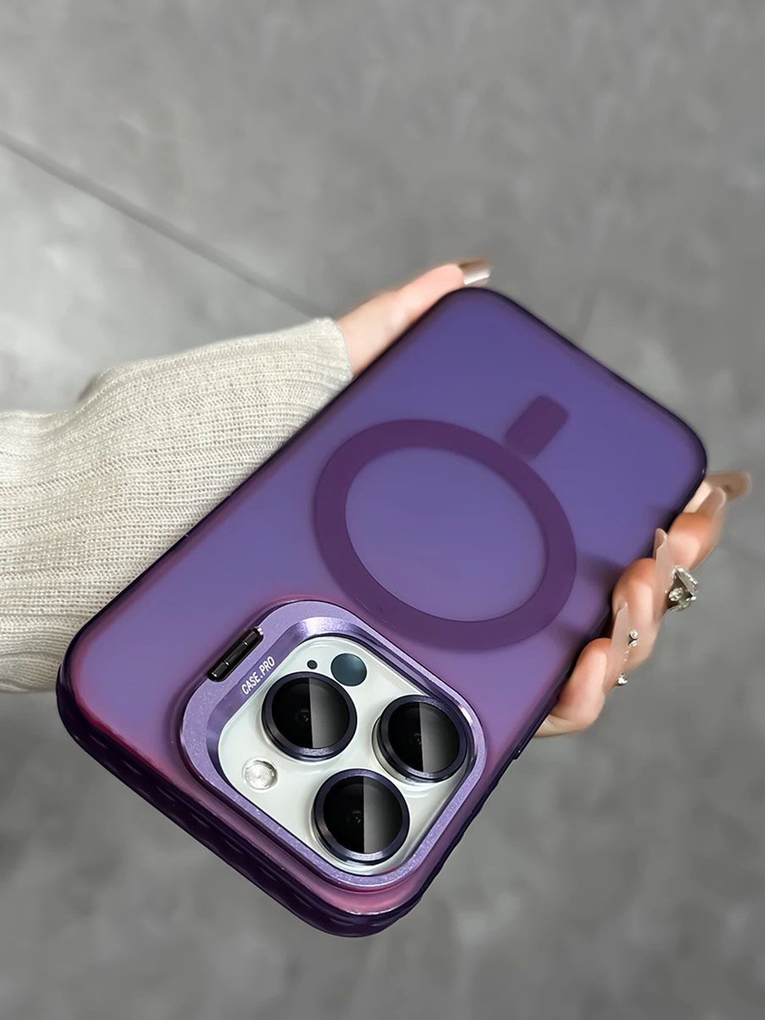 

Luxury Kase Solid iPhone 15 Pro Max Back Case, Purple