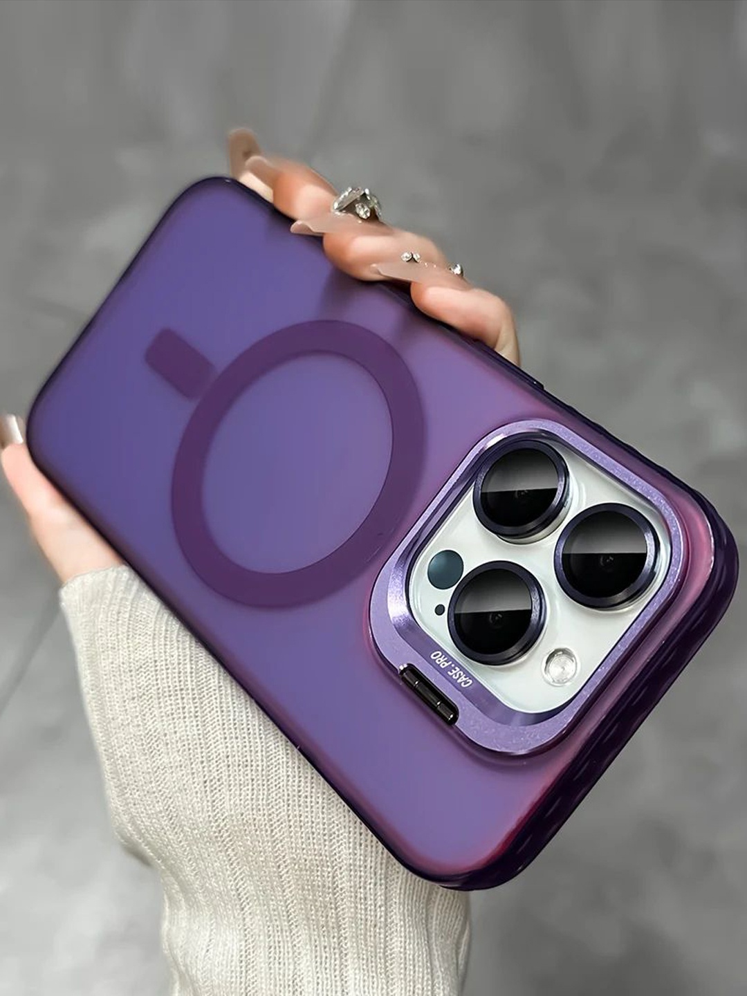 

Luxury Kase Solid iPhone 14 Pro Max Back Case, Purple