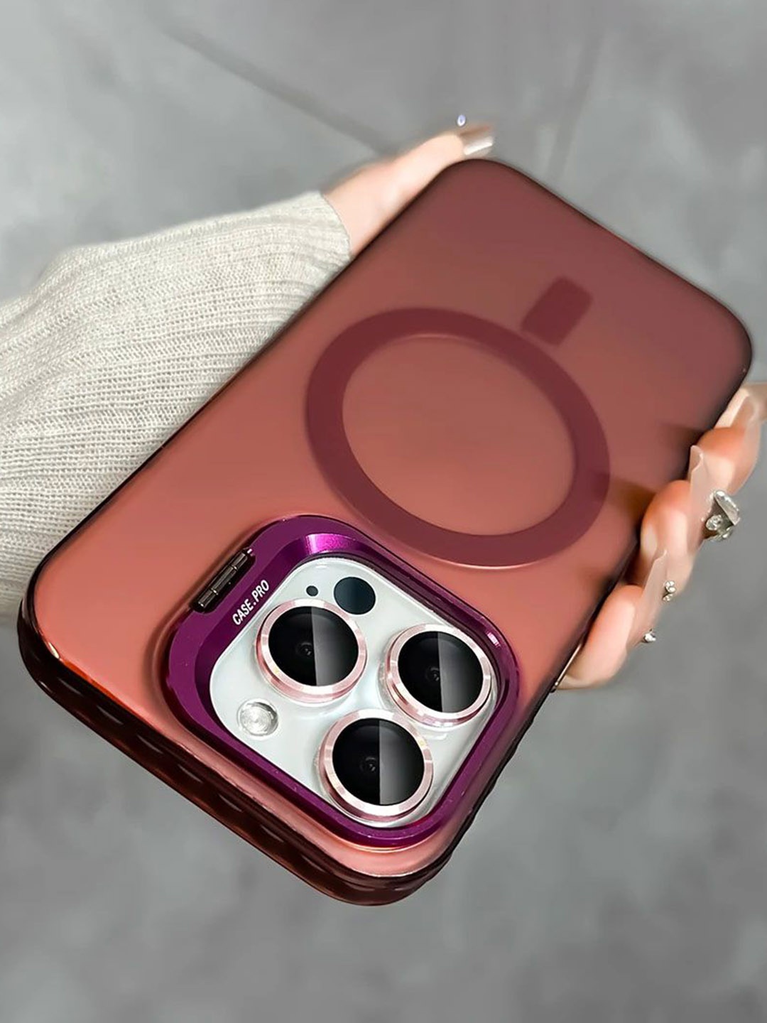 

Luxury Kase Solid iPhone 16 Pro Back Case, Red