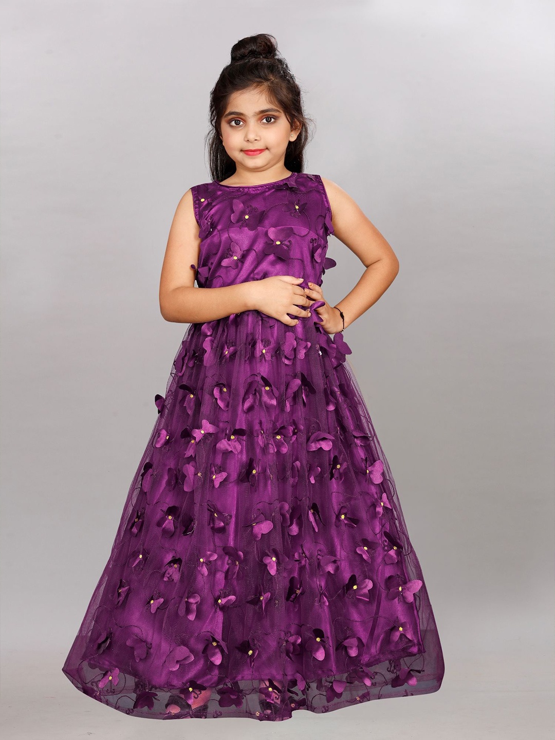 

Aika Girls Floral Embroidered Maxi Dress, Purple