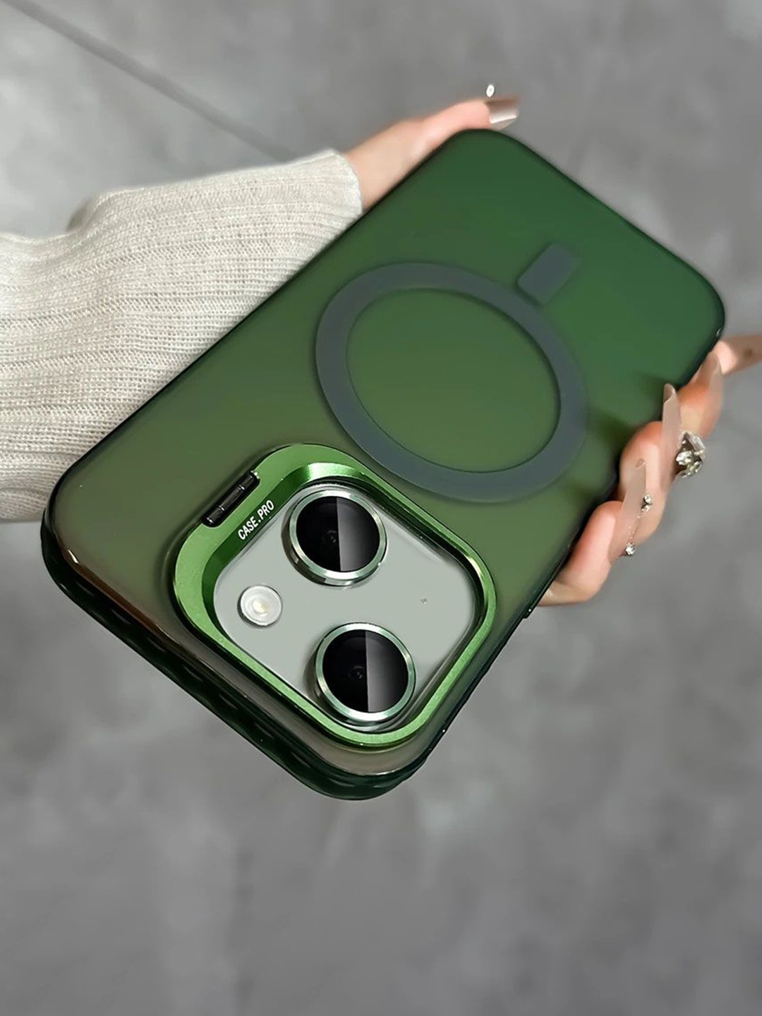 

Luxury Kase Solid iPhone 15 Plus Back Case, Green