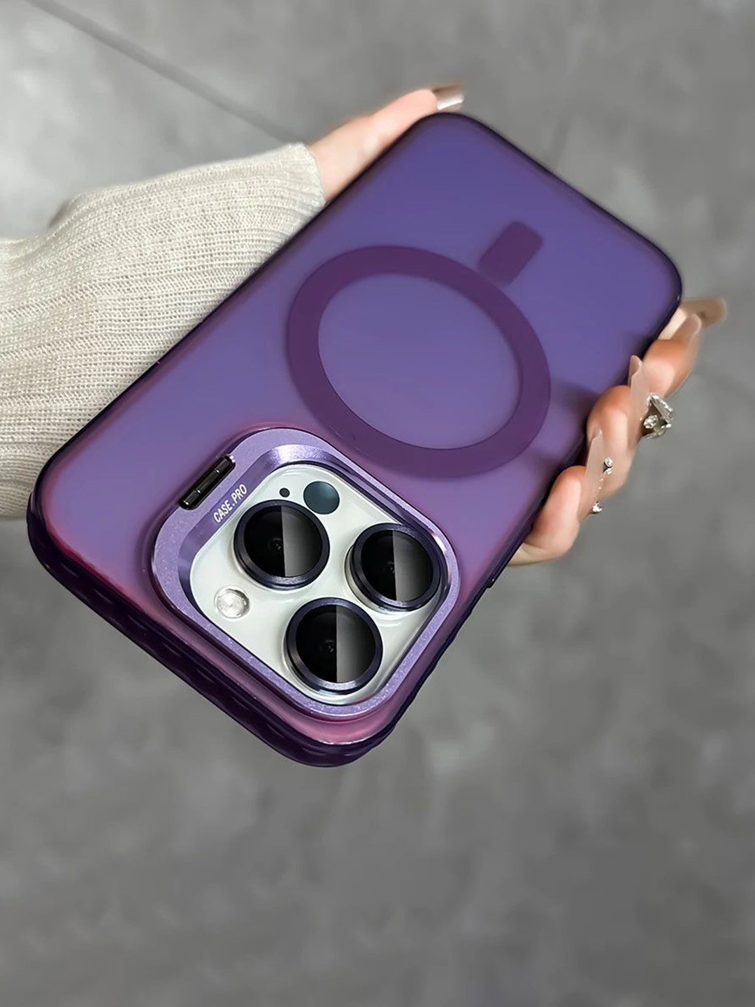 

Luxury Kase Solid iPhone 16 Pro Back Case, Purple
