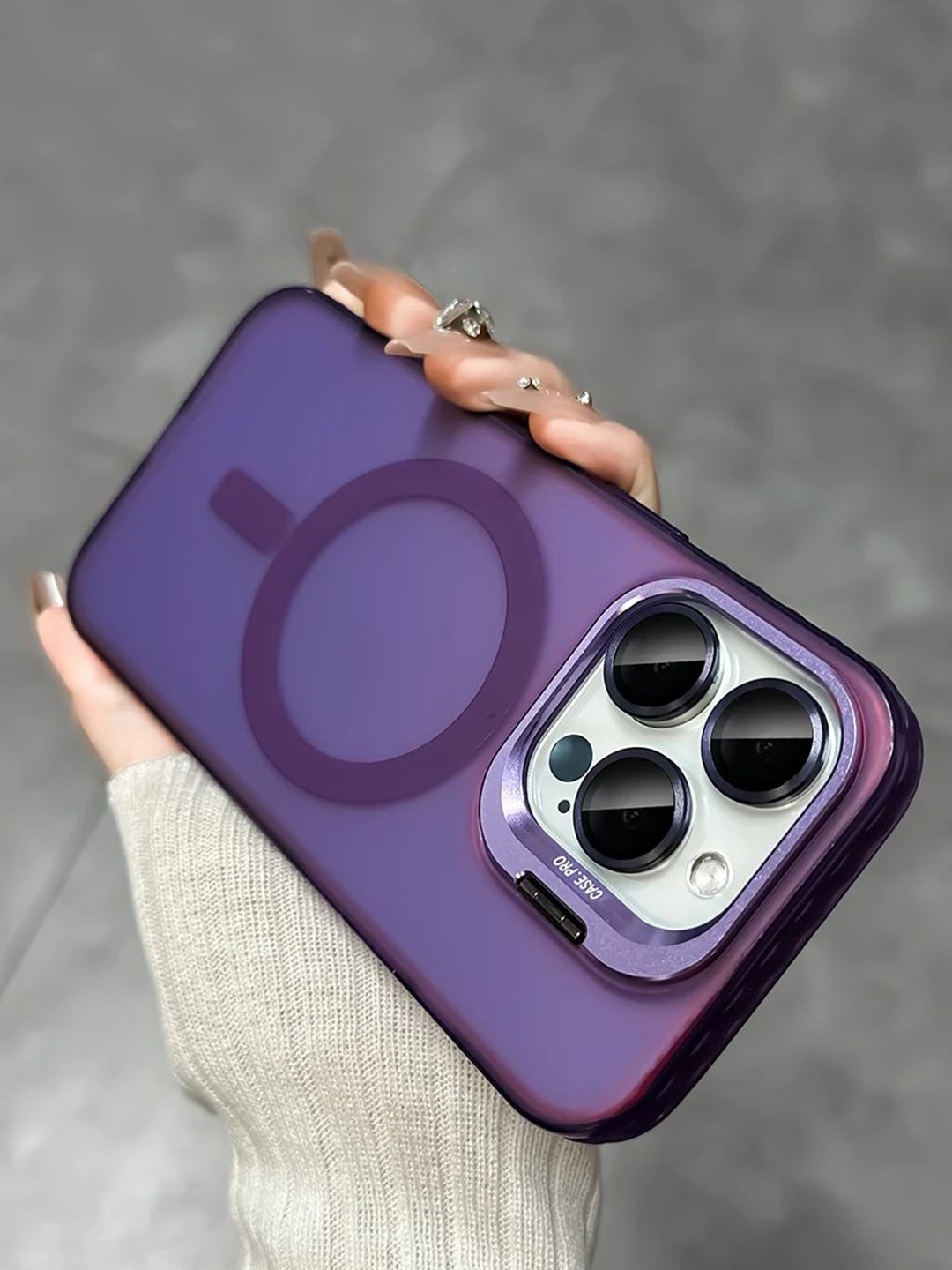 

Luxury Kase Solid iPhone 14 Pro Back Case, Purple