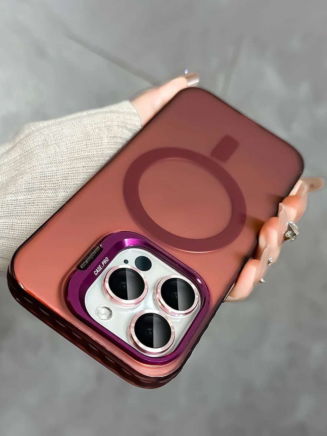 

Luxury Kase Solid Printed iPhone 14 Pro Max Back Case, Rust