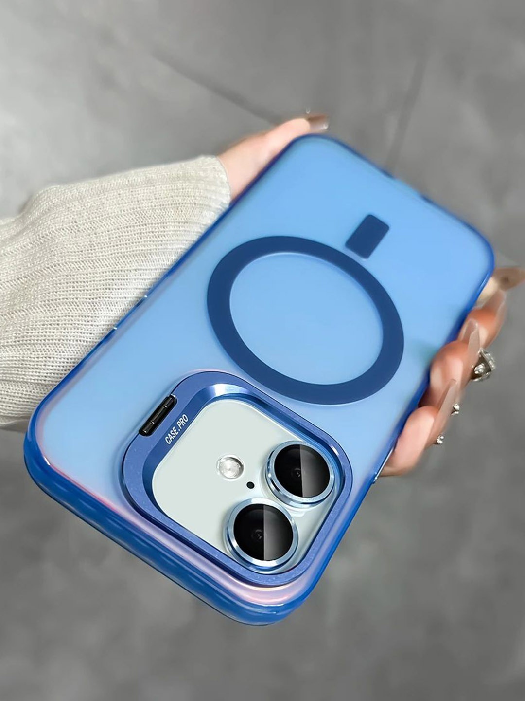 

Luxury Kase Solid iPhone 16 Plus Back Case Mobile Accessories, Blue