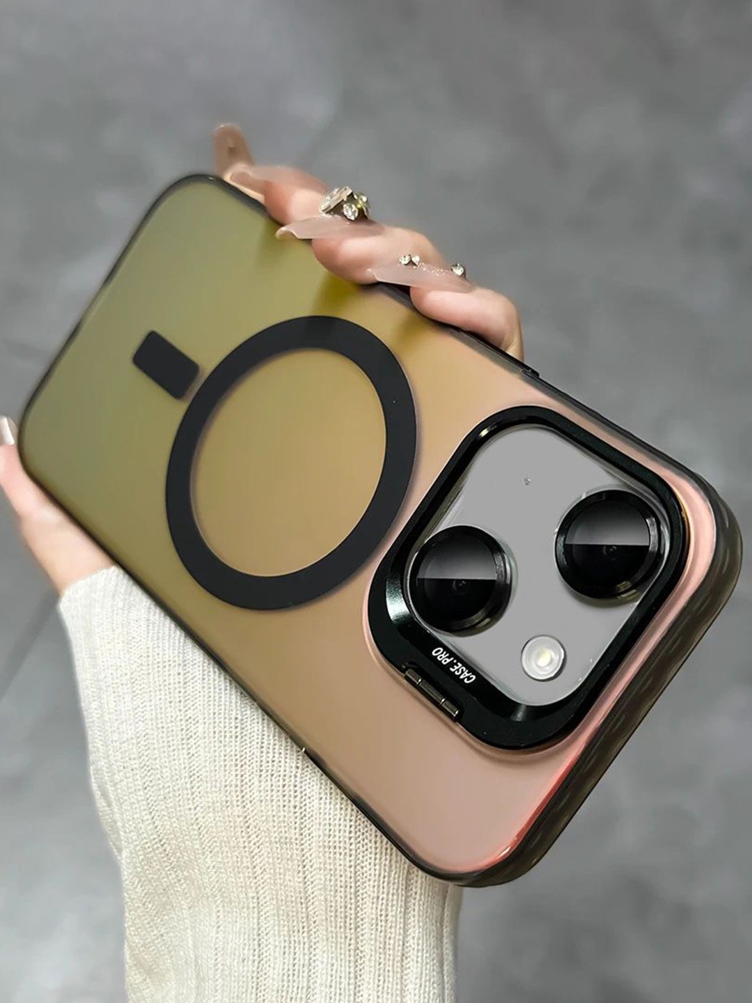 

Luxury Kase Solid iPhone 14 Plus Back Case, Peach