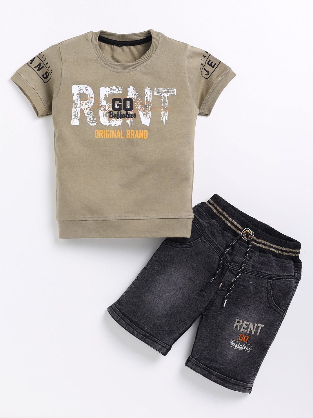 

ZADMUS Boys Printed Short Sleeves T-shirt With Short, Brown