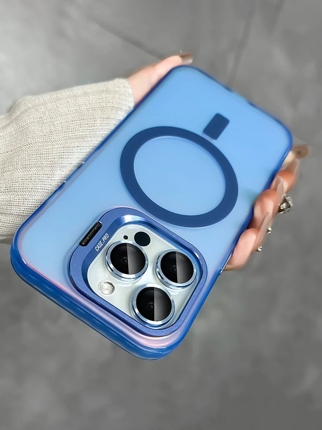 

Luxury Kase Solid iPhone 14 Pro Max Back Case, Blue