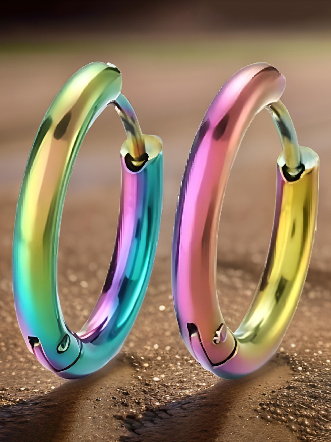 

RUHI COLLECTION Unisex Stainless Steel Circular Hoop Earrings, Green