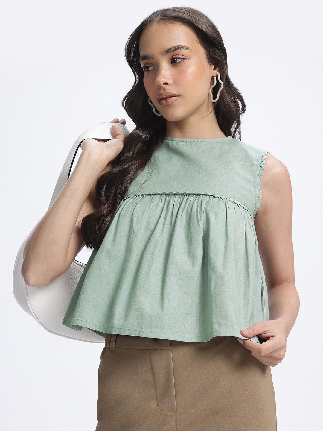 

glitchez Pleat Perfection A-Line Top, Green
