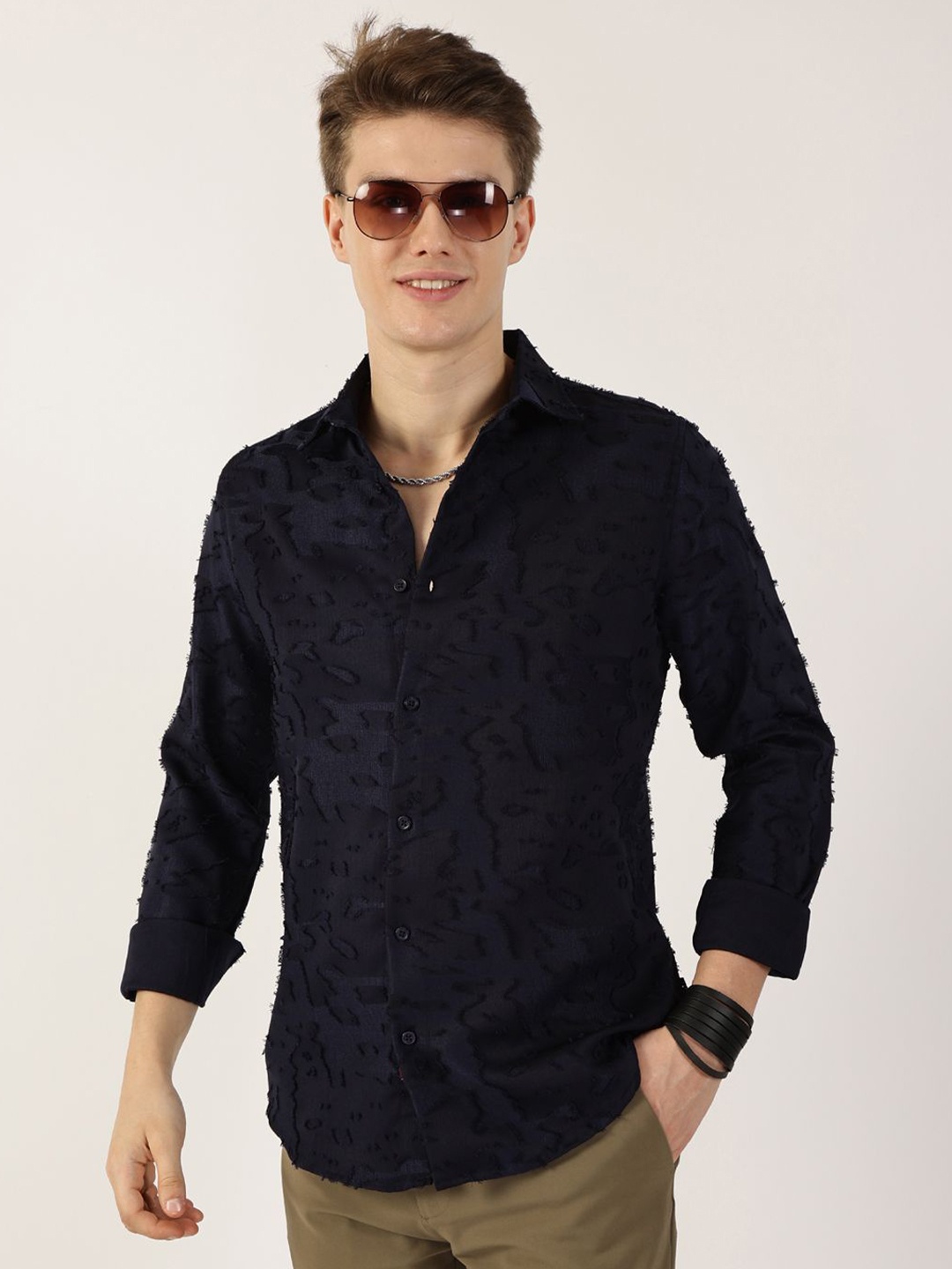 

Thomas Scott Men Premium Slim Fit Opaque Casual Shirt, Blue
