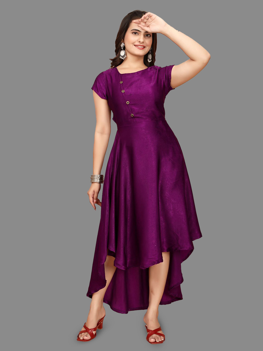 

BAESD Floral Print Velvet A-Line Maxi Dress, Purple