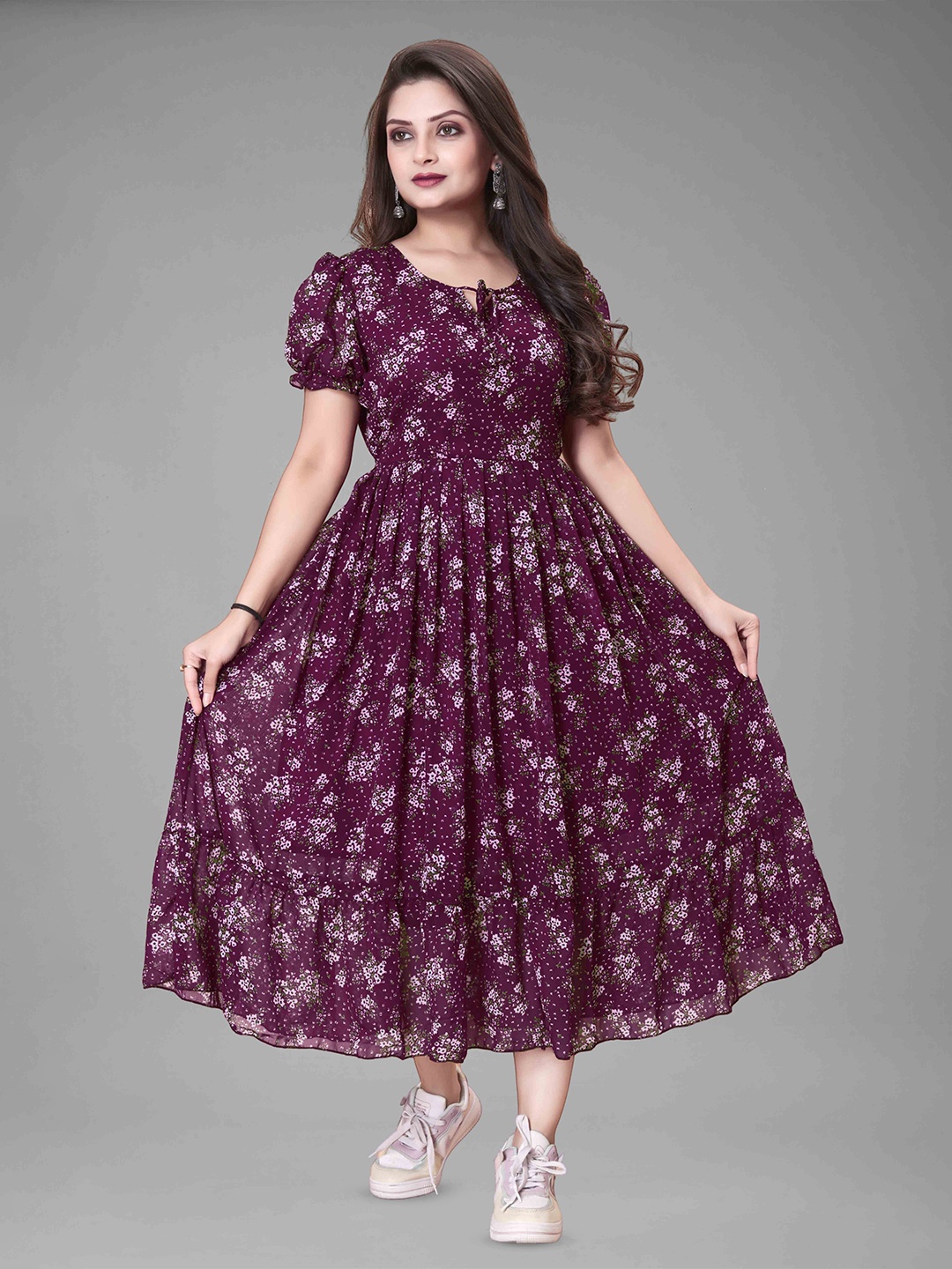 

BAESD Women Floral Printed Maxi Dress, Purple