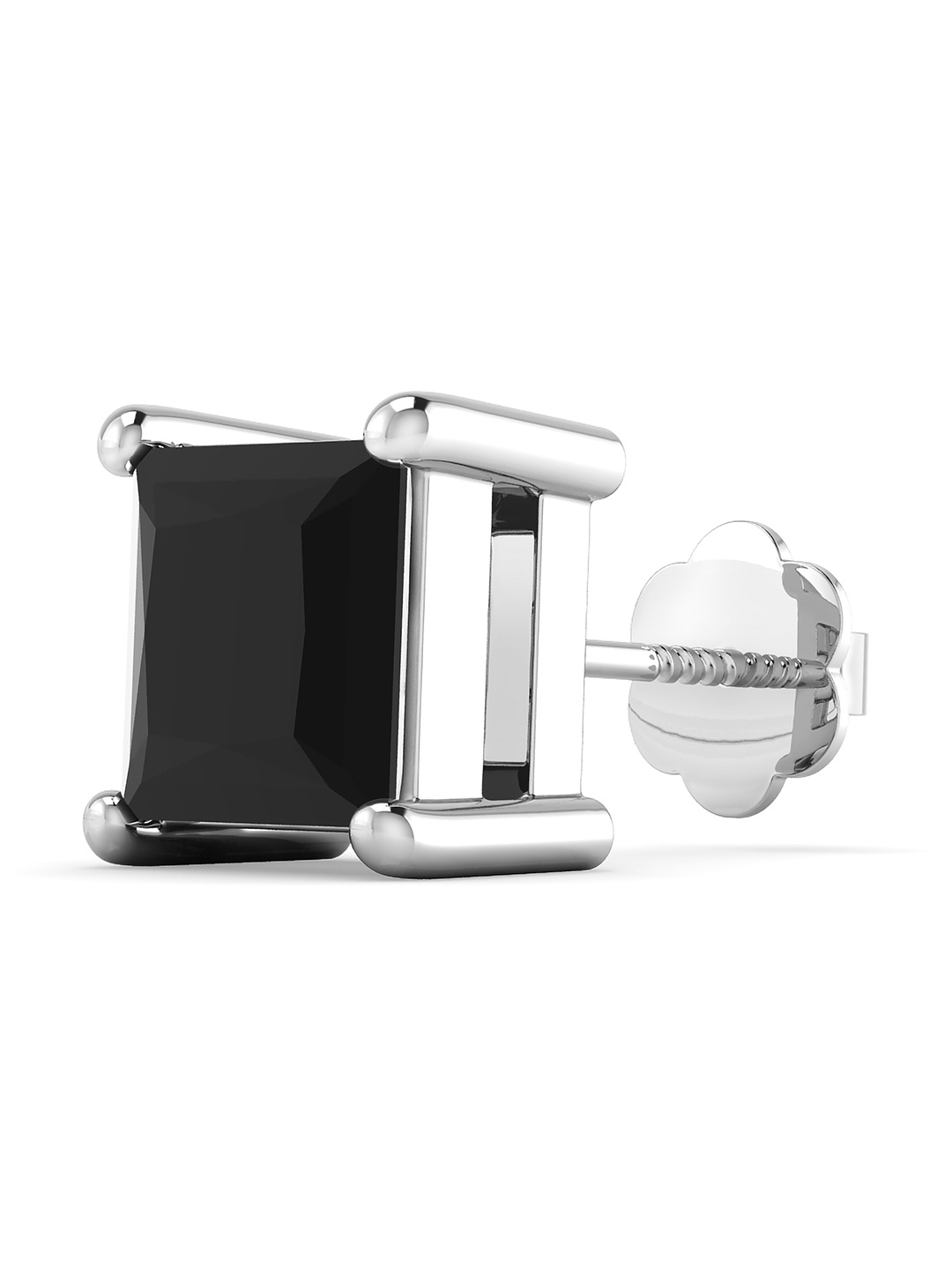 

ORIONZ Men 925 Sterling Silver Cubic Zirconia Princess Solitaire Square Shaped Studs, Black