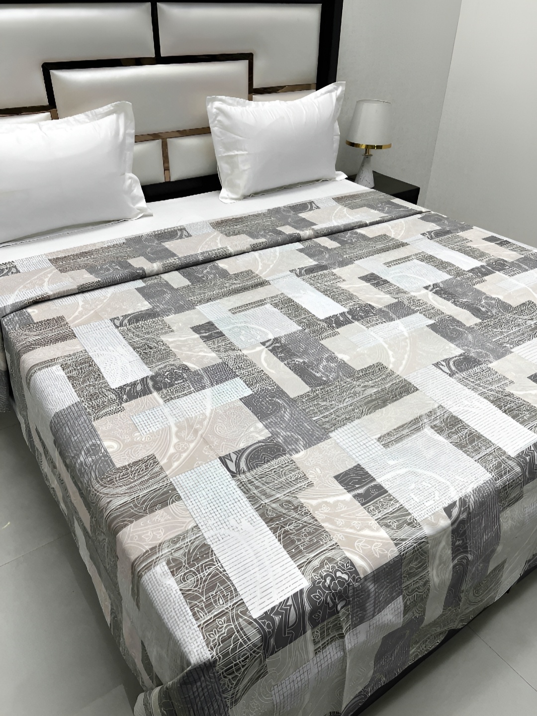 

Pure Decor Cotton Double Bed King Size Winter Duvet Cover for Comforter Quilt & Rajai, Grey