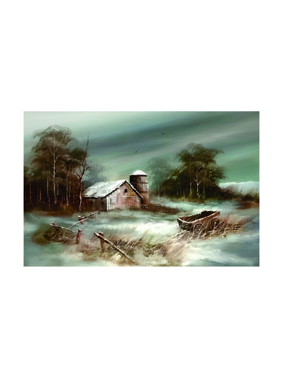 

Inephos Brown & White Canvas Village Scene Painting Unframed Wall Art