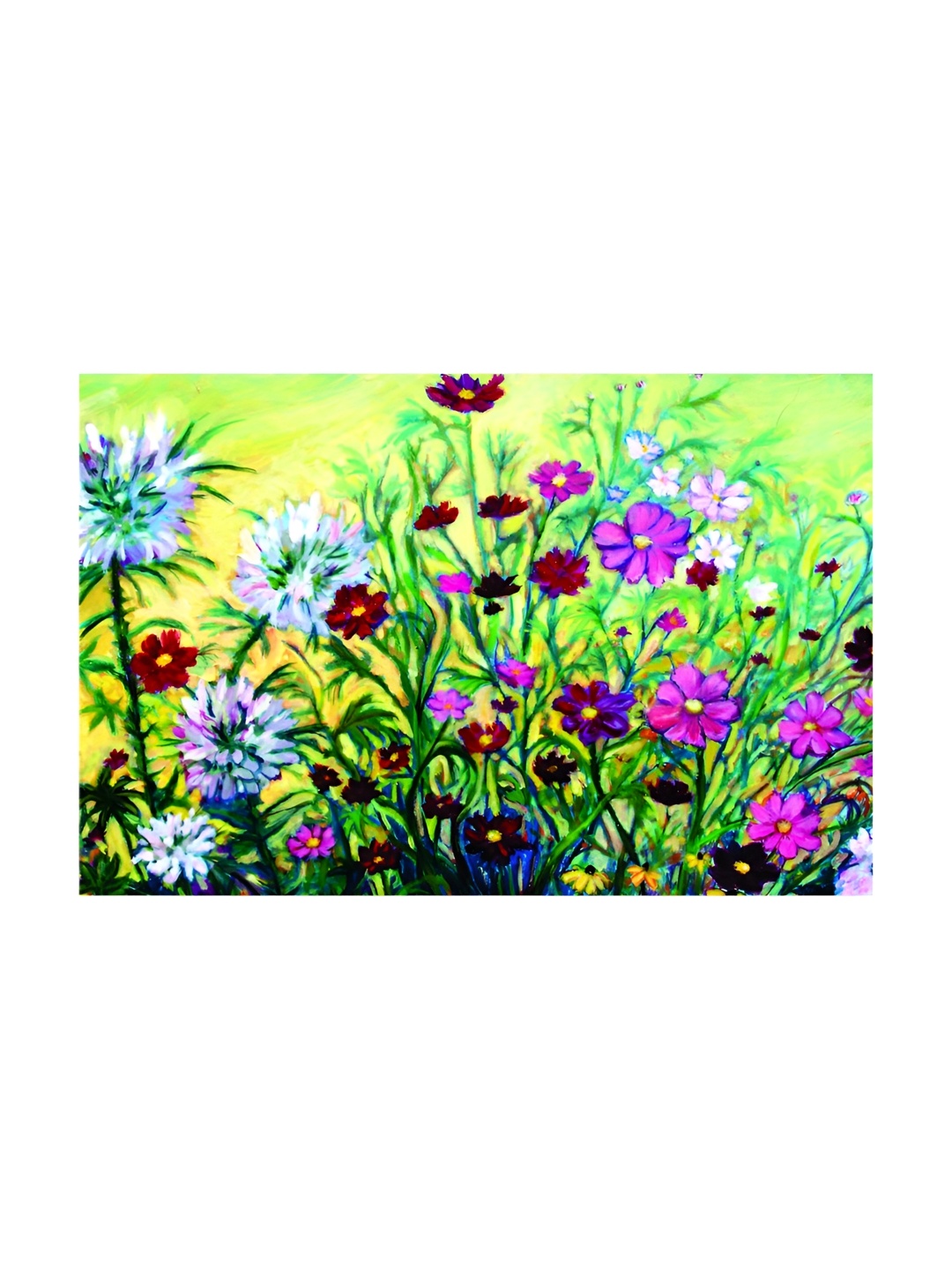 

Inephos Green & Pink Canvas Floral and Botanical Painting Unframed Wall Art