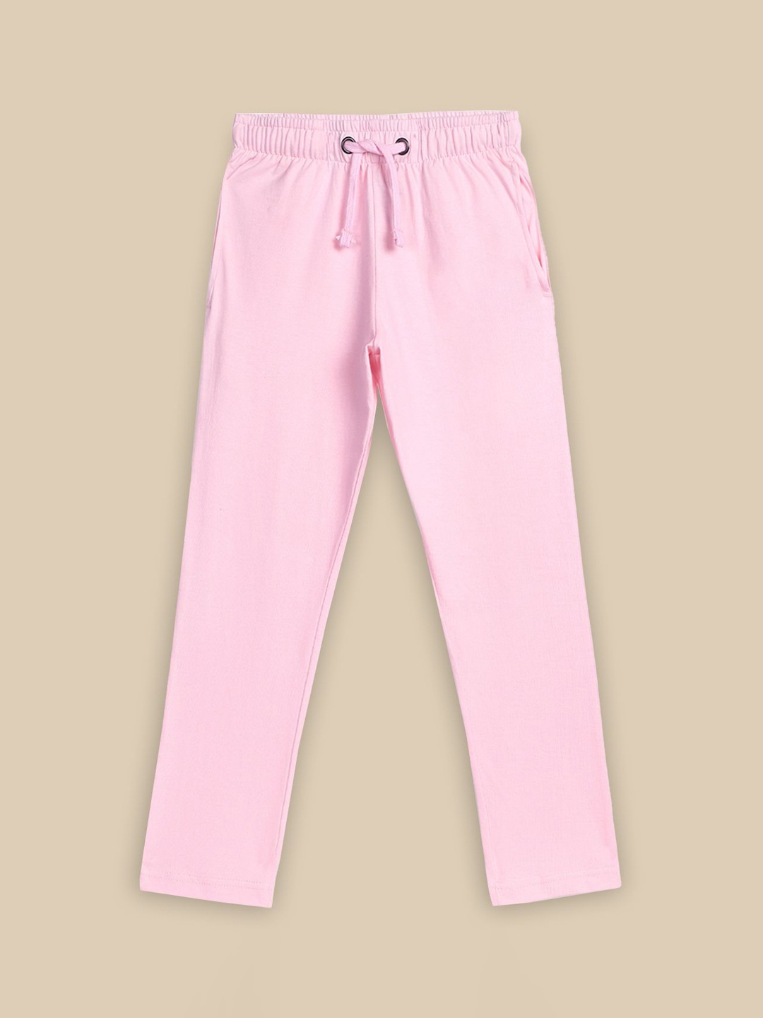 

Kids Ville Girls Pure Cotton Mid Rise Lounge Pants, Pink