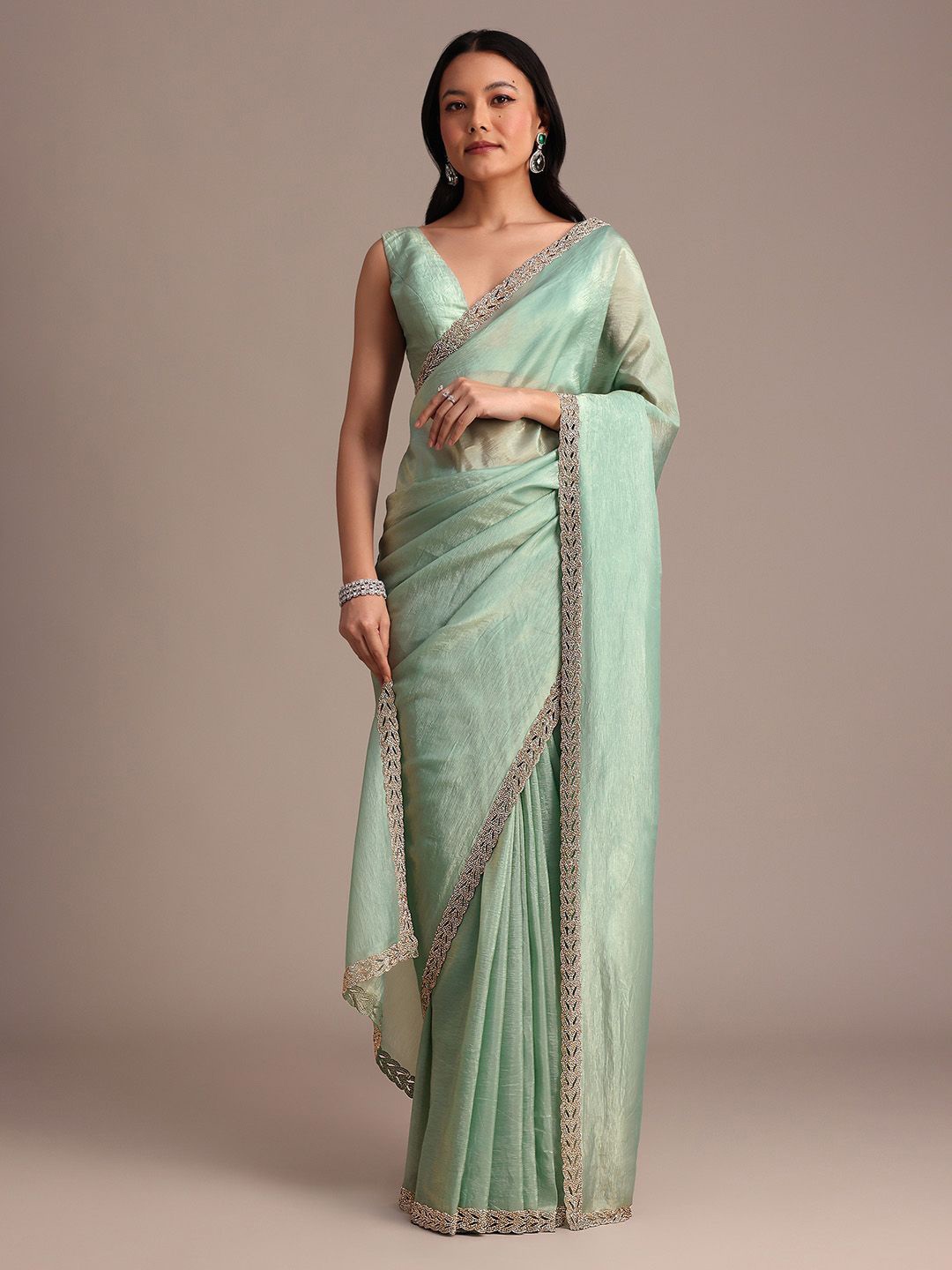 

KALKI Fashion Beads and Stones Tissue Saree, Green