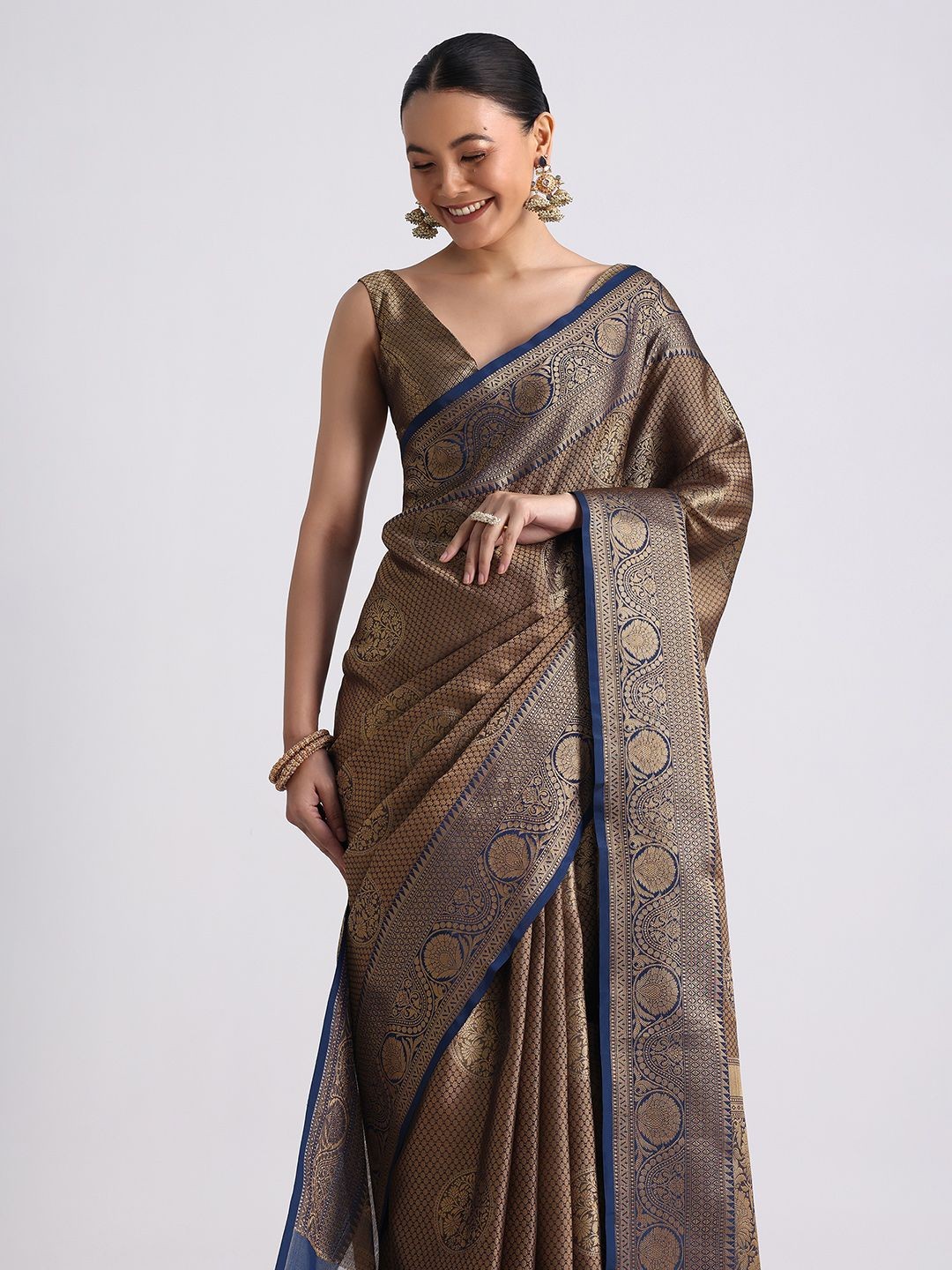 

KALKI Fashion Woven Design Zari Saree, Brown