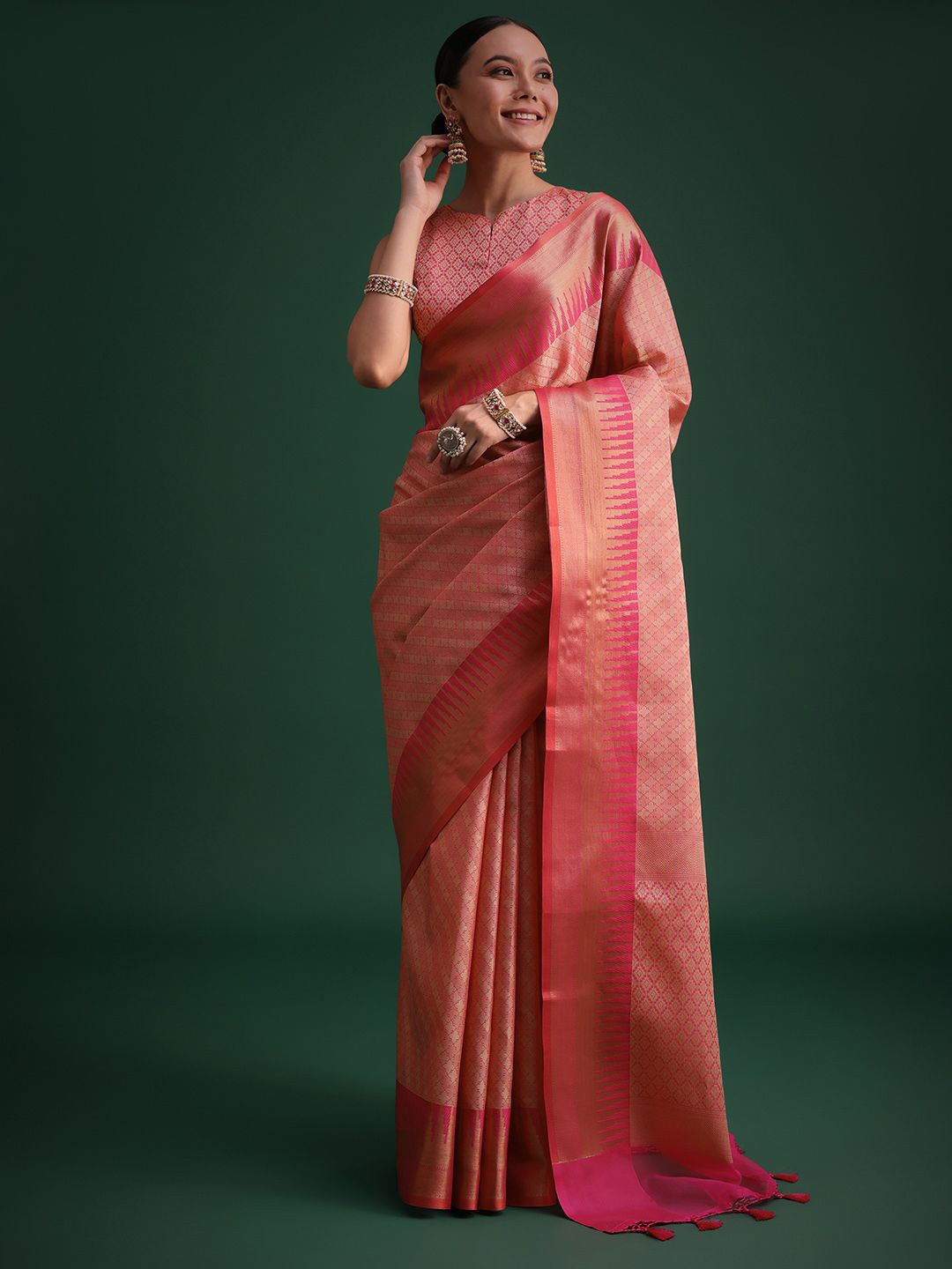 

KALKI Fashion Ethnic Motifs Zari Saree, Pink