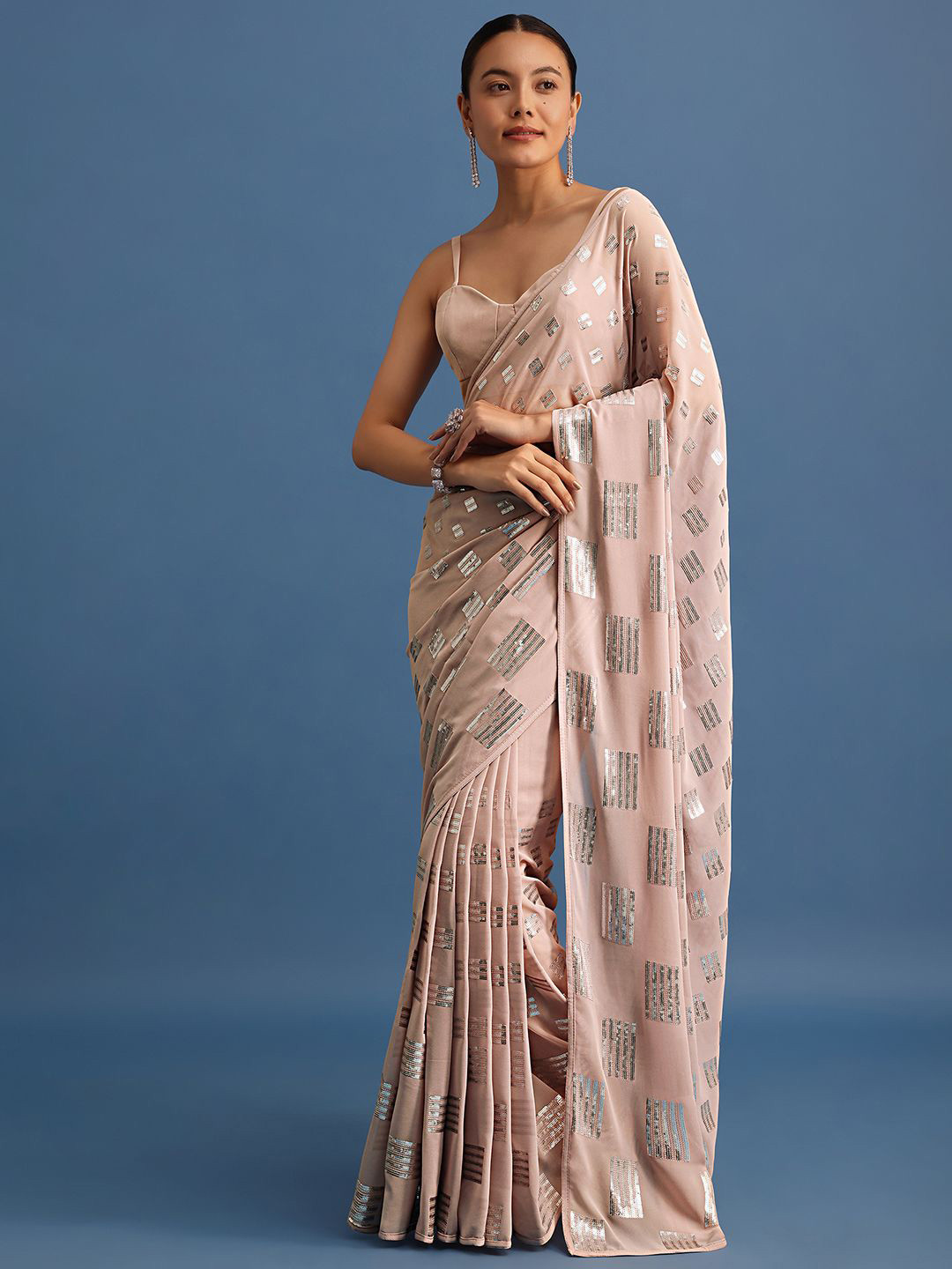 

KALKI Fashion Embellished Sequinned Saree, Peach