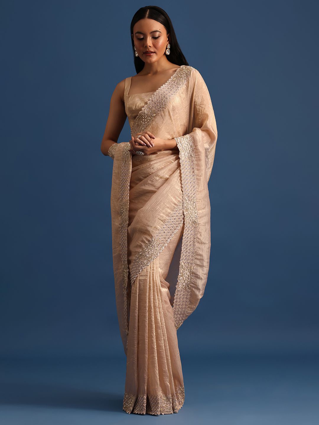 

KALKI Fashion Embroidered Border Saree With Unstitched Blouse, Mauve