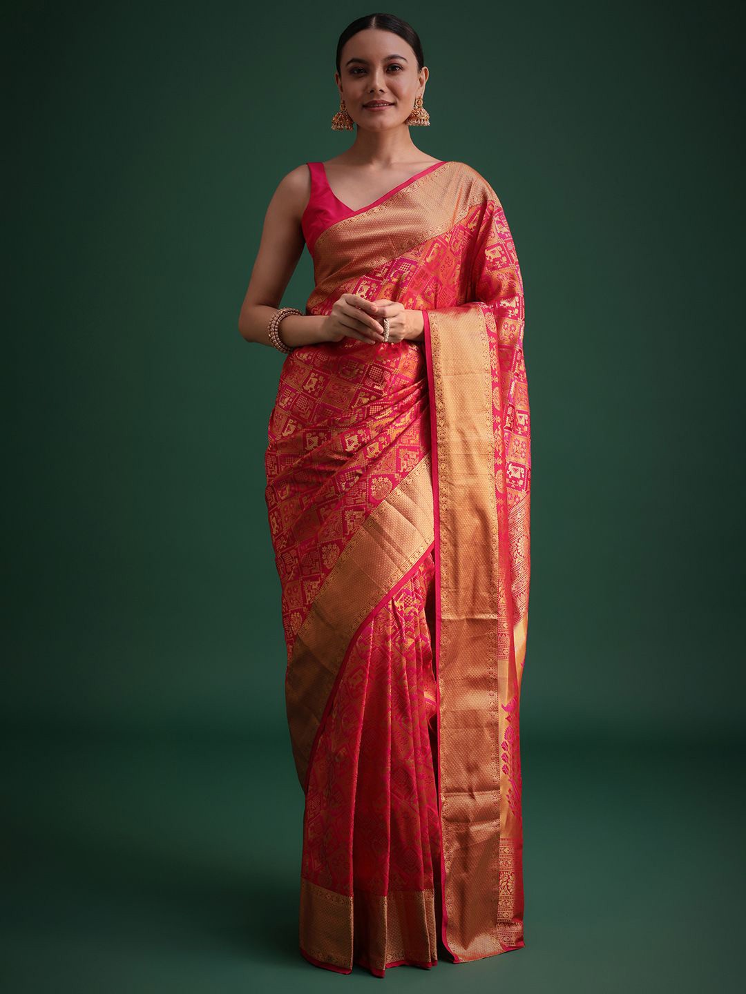 

KALKI Fashion Woven Design Zari Saree, Pink