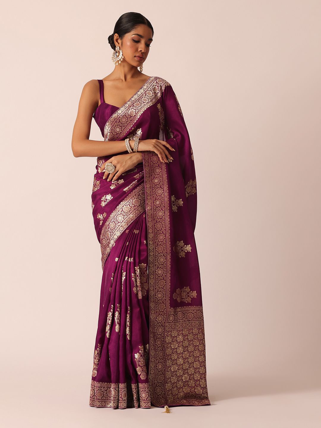 

KALKI Fashion Ethnic Motifs Woven Design Zari Saree, Purple