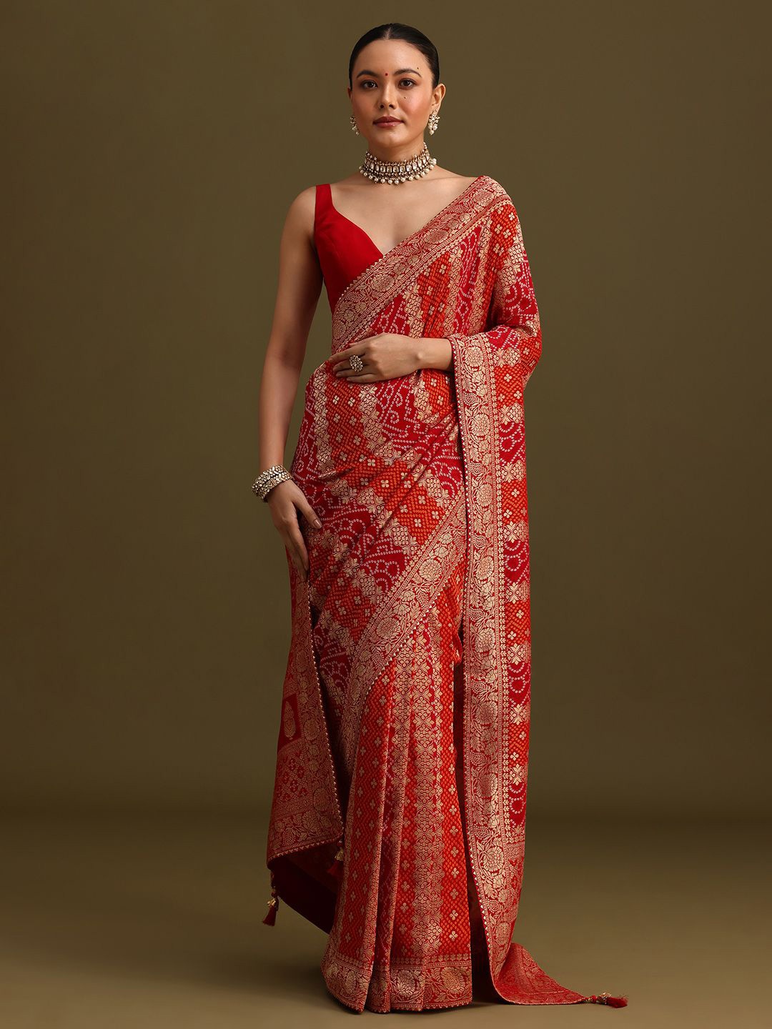 

KALKI Fashion Ethnic Motifs Woven Design Zari Saree, Red
