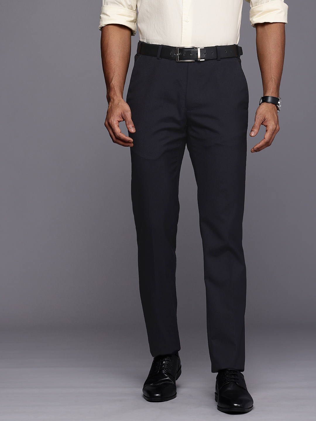 

Raymond Men Slim Fit Trousers, Black