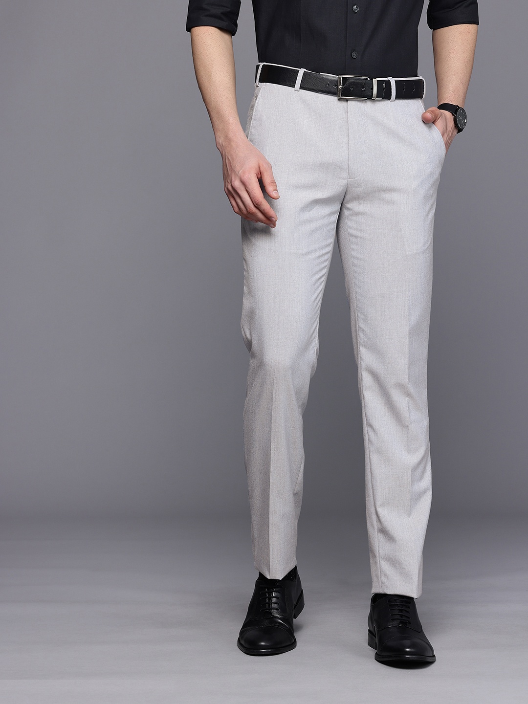 

Raymond Men Slim Fit Formal Trousers, Grey