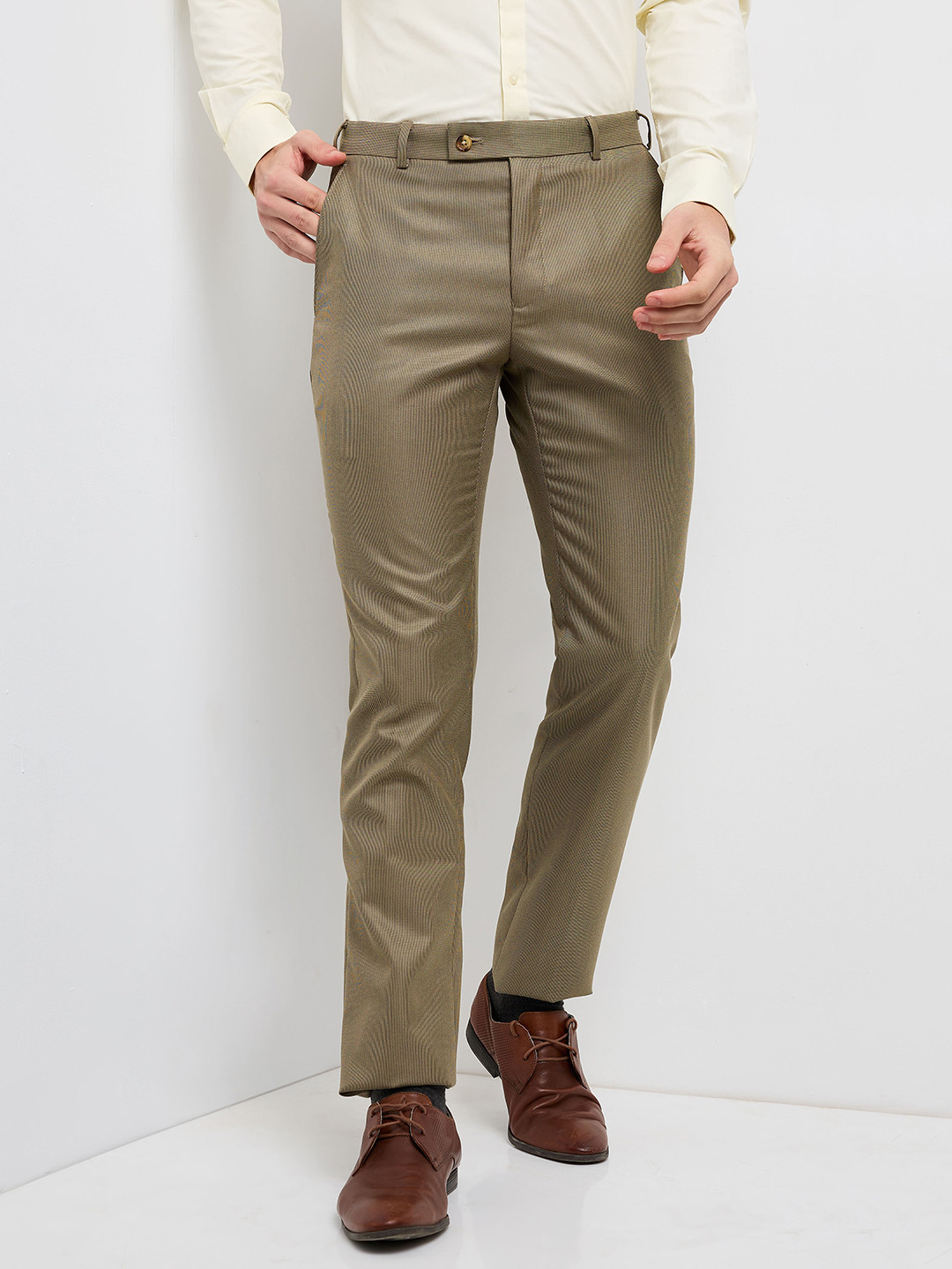 

Raymond Men Slim Fit Formal Trousers, Brown
