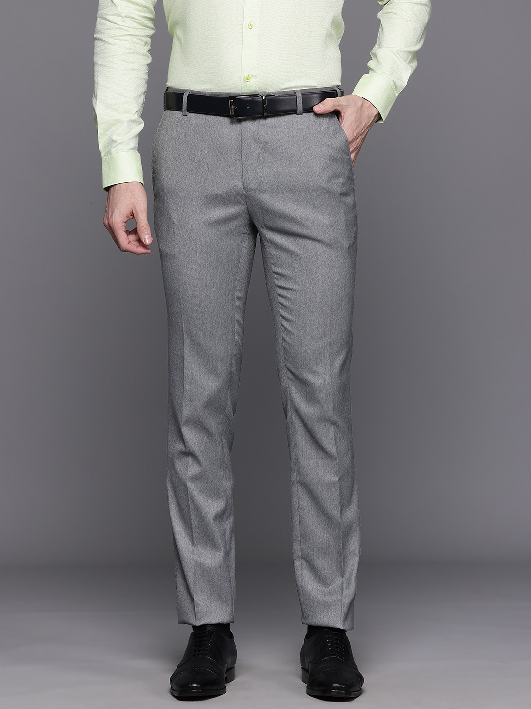 

Raymond Men Slim Fit Non Iron Trousers, Grey