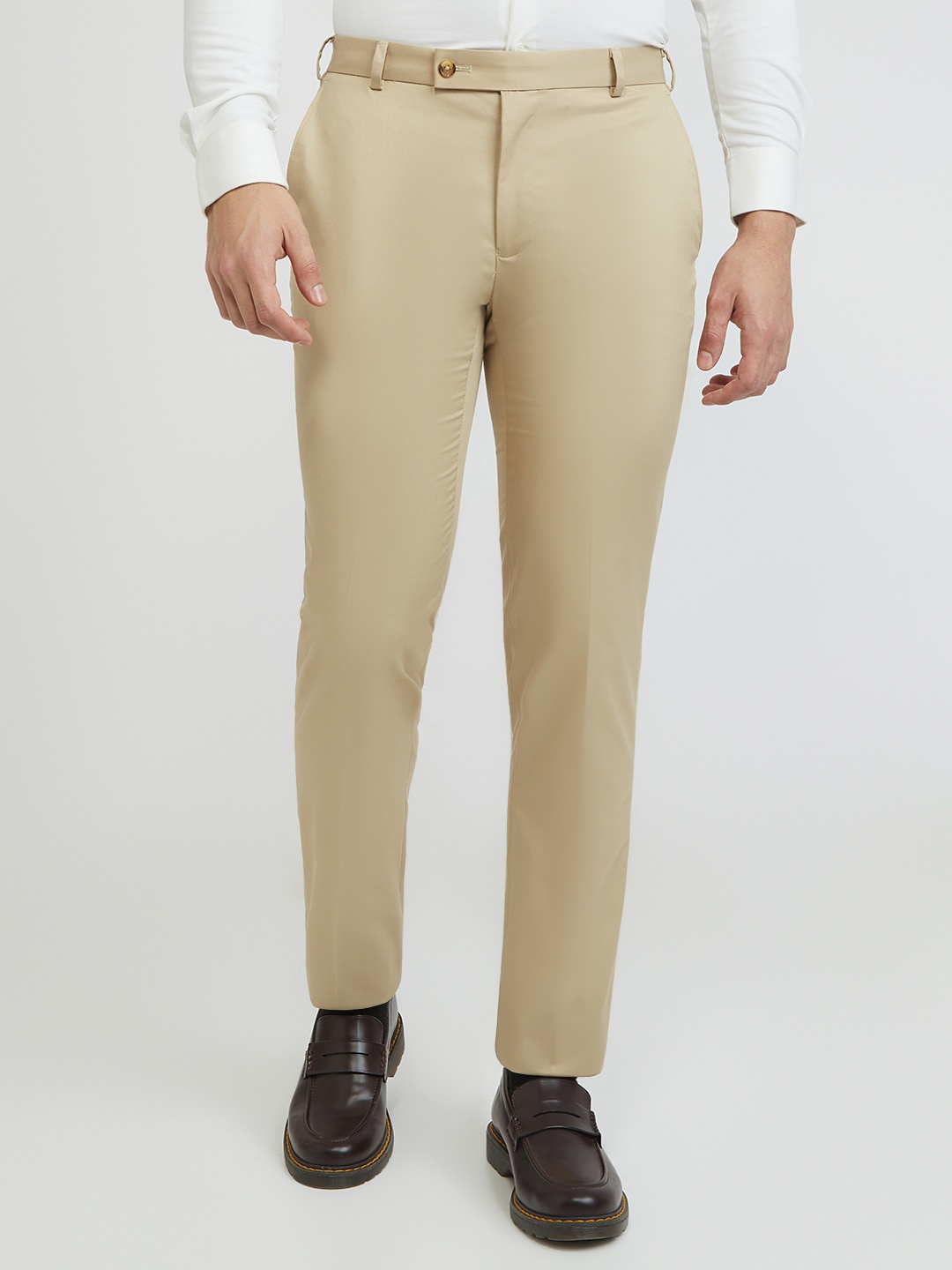 

Raymond Men Slim Fit Formal Trousers, Beige