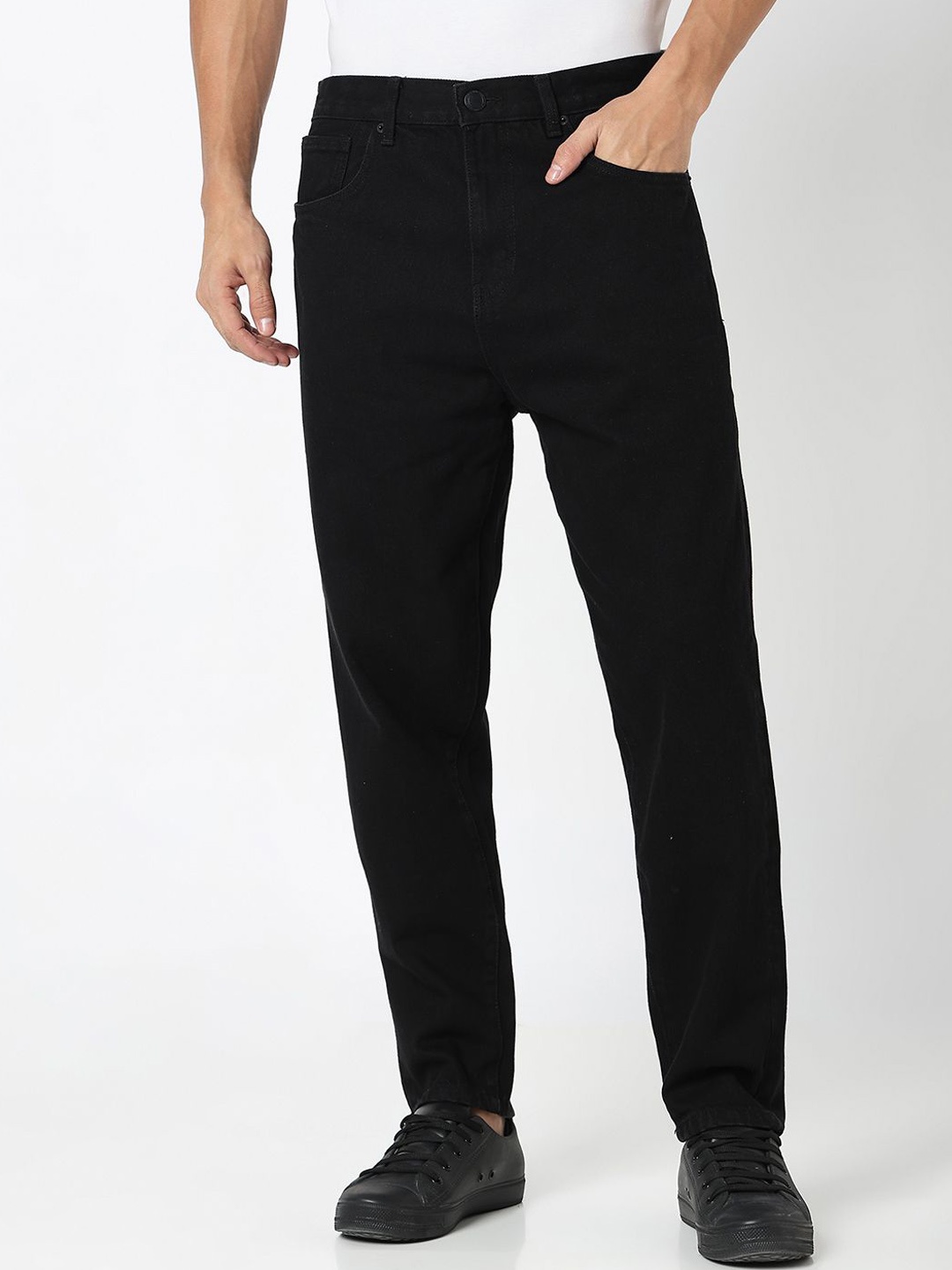 

R&B Men Mid-Rise Relaxed Fit Jeans, Black