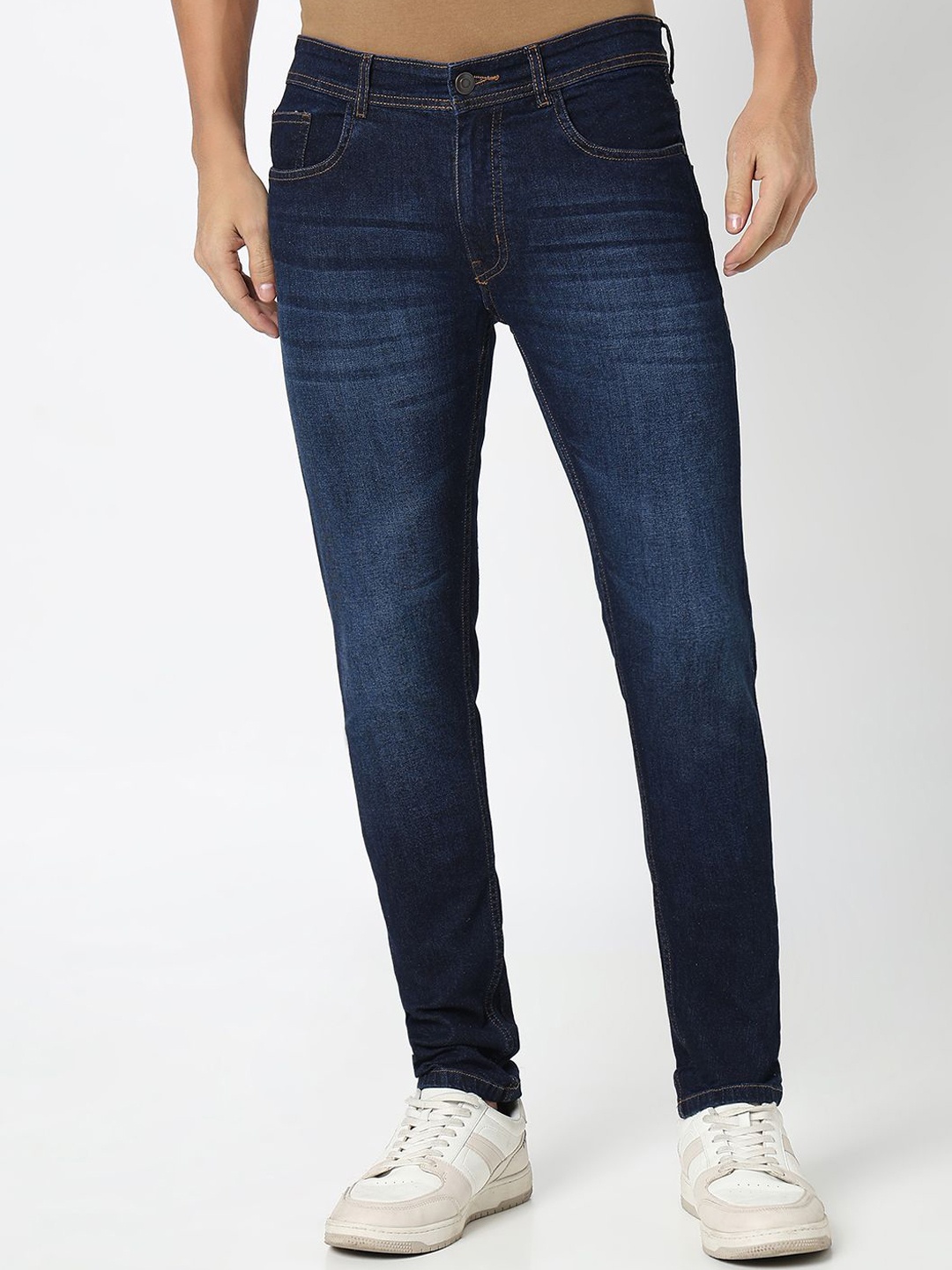 

R&B Men Skinny Fit Light Fade Mid-Rise Jeans, Blue